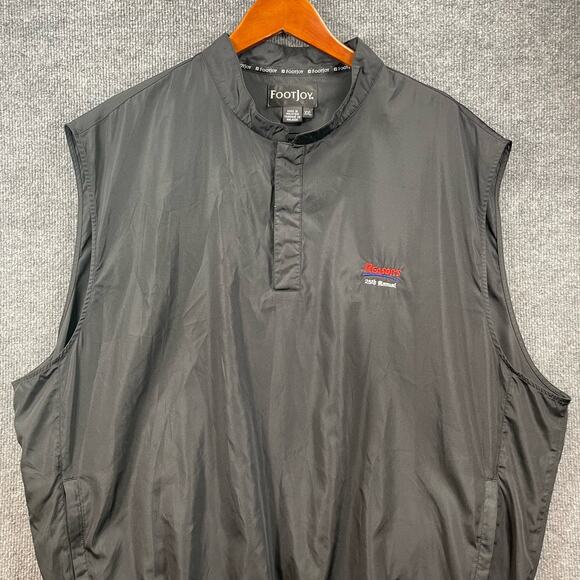 FootJoy 1/4 Snap Golf Pullover Men's XXL Black Sleeveless Zip Pockets Wind Shirt - Picture 2 of 13